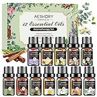 Essential Oils Set - 12 Pcs Aromatherapy Essential Oil Kit for Diffuser, Humidifier, Aromatherapy, Massage, Soap, Candle Making (5mL)