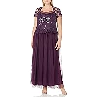 Le Bos Women's Mock 2 Pc Embroided Long Gown Plus