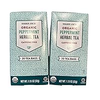 Trader Joes Peppermint Tea TWO PACK -- 40 Tea Bags -- Herbal No Caffeine