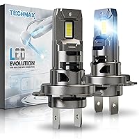 TECHMAX H7 LED Bulb, 18000LM 6500K White Light No Adapter Required w/Fan Plug and Play 1:1 Small Size Halogen Replacement Fog Light, Pack of 2