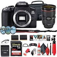 Canon EOS Rebel 850D / T8i DSLR Camera (Body Only) + Canon EF 24-70mm Lens + 64GB Card + Case + Filter Kit + Corel Photo Software + LPE17 Battery + Charger + Card Reader + More (Renewed)