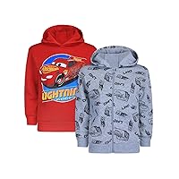 Disney Cars Boys’ 2 Pack Hoodie for Toddler and Little Kids – Red/Grey