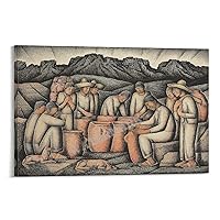 Pottery Workers Poster Mexican Art Poster Canvas Painting Posters And Prints Wall Art Pictures for Living Room Bedroom Decor 16x24inch(40x60cm) Frame-style