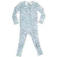 Organic Baby Bamboo Rompers with 11 Signature Prints - Infant Zipper Jumpsuits (Waves, 18-24 Months)
