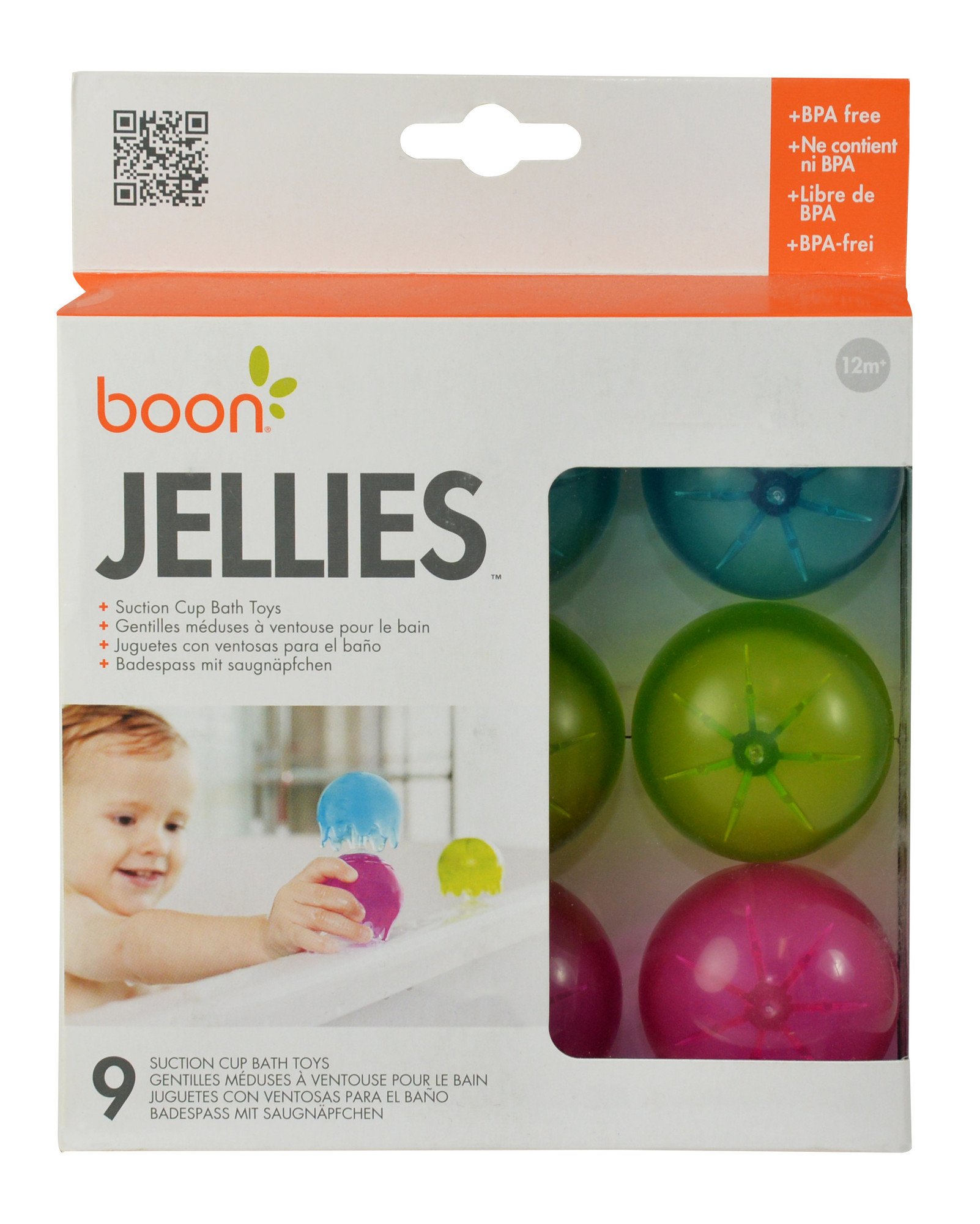 Boon JELLIES Suction Cup Bath Toys - Baby Sensory Toys - Multicolored - Ages 12 Months and Up - 9 Count