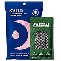 Sima - Bundle - Exfoliating Body Towel Pink + Face Towel. Japanese Exfoliating Towel with Hexagon Fibers, Exfoliating Body Scrubber with 2 Sides for Scrubbing & Washing