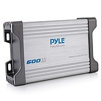 Pyle 4-Channel Marine Amplifier Receiver - Waterproof and Weatherproof Audio Subwoofer for Boat Stereo Speaker & Other Watercraft - 600 Watt Power, Wired RCA, AUX and MP3 Audio Input Cable - PLMRMP4A