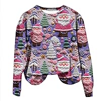 Christmas Sweatshirts for Women 2023 Cute Funny 3D Print Pullover Tops Crewneck Ugly Christmas Sweater Shirts