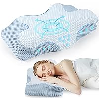 Cervical Pillow for Neck Pain Relief, Odorless Contour Memory Foam Pillows, Cervical Neck Pillows for Pain Relief Sleeping,Ergonomic Orthopedic Neck Support Pillow for Side Back Stomach Sleepers