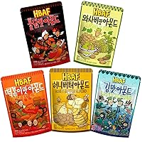 [Official Gilim HBAF] 5 Flavors Almonds Wasabi 120g, Hot Spicy Chicken 120g, Tteokbokki 120g, Honey Butter 120g, Laver Seaweed 120, Supreme Korean Almond Nutritious Snack Gift Party Pack