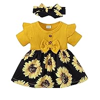 Newborn Baby Girl Dresses Clothes Gifts Infant Girl Floral Summer Outfits Adorable 0-18 Months Baby Dresses for Girls