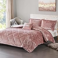Felicia Luxe Comforter Velvet Lush Double Sided Diamond Quilting, Modern All Season Bedding Set with Matching Sham, Decorative Pillow, Full/Queen(90