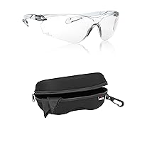 NoCry Lightweight Protective Safety Glasses with ANSI Z87.1 Rated, Clear, Scratch Resistant, Anti Fog Lenses & Storage Case for Safety Glasses with Felt Lining, Reinforced Zipper and Handy Clip