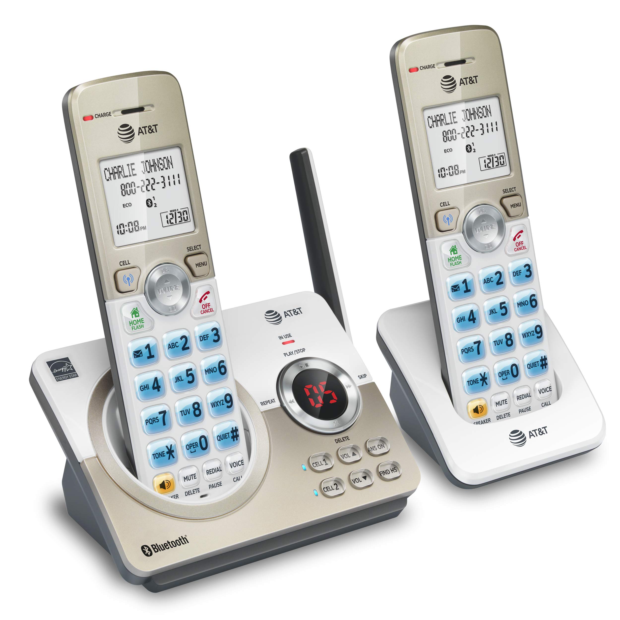 AT&T DL72219 DECT 6.0 2-Handset Cordless Phone for Home with Connect to Cell, Call Blocking, 1.8