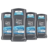 Dove Men+Care Antiperspirant Deodorant Stick Clean Comfort 4 Count 72-Hour Sweat & Odor Protection Antiperspirant for Men With 1/4 Moisturizing Cream 2.7 oz