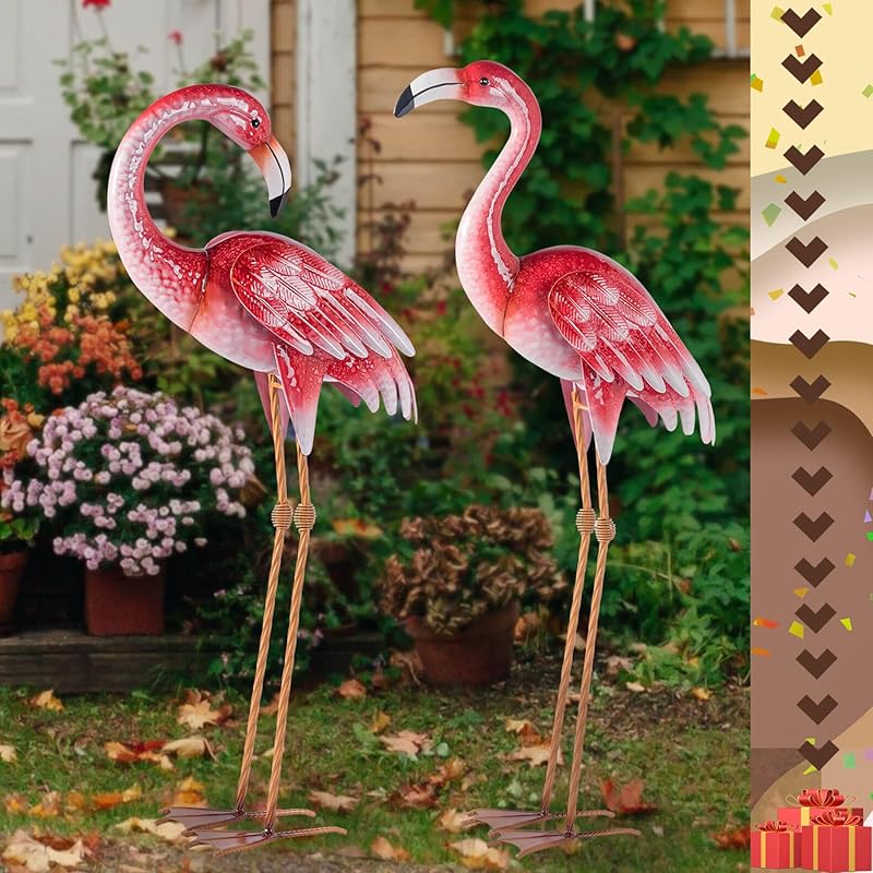 Mua Natelf Pink Flamingo Yard Decorations, Metal Garden Statues ...