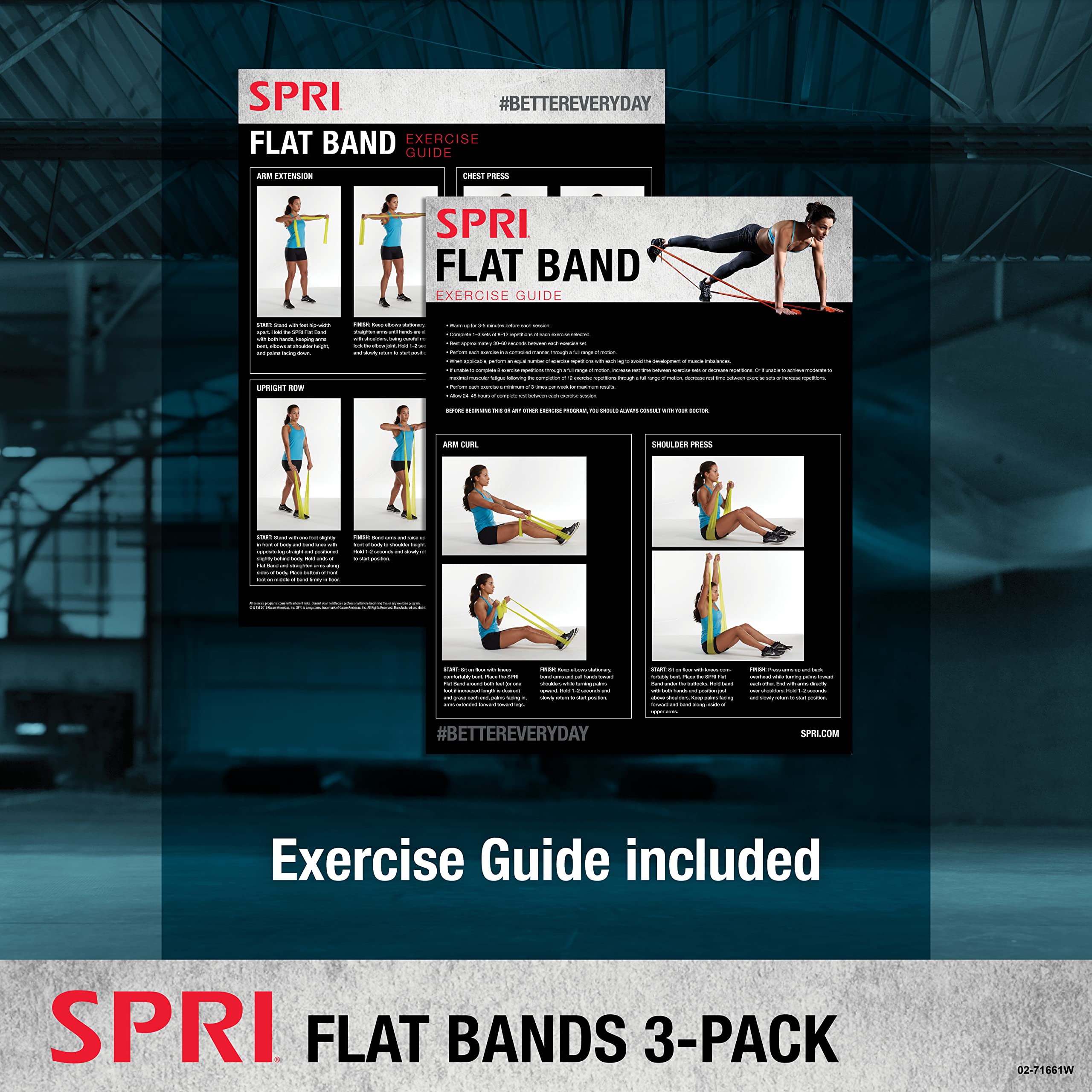 SPRI Flat Bands 3-Pack - Resistance Band Kit Set with 3 Levels of Resistance - Exercise Bands for Strength Training, Flexibility, & Body Workout - Versatile Fitness Tool - Light, Medium, and Heavy