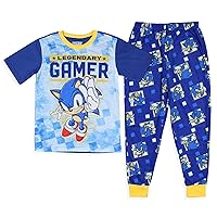 Sonic The Hedgehog Boys Legendary Gamer Short Sleeve Long Pants 2 Pc Pajama Sleepwear Set