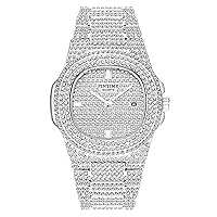 FANMIS Unisex Luxury Crystal Diamond Watches Silver Gold Fashion Quartz Analog Watch Stainless Steel Band Bracelet Big Face Women's Men's