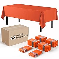 Exquisite Orange Tablecloths for Rectangle Tables in Bulk 48 Pack Orange Plastic Disposable Table Cloth 54