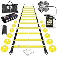 20ft Agility Ladder Agility Training Equipment, Speed Ladder, Football Ladder, Training Ladder, Soccer Ladder Workout, Football Training Kit, Soccer Training Kit with Drill Charts