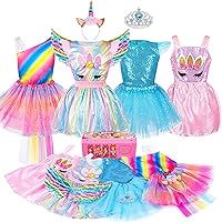 Princess Dresses for Girls Dress up Clothes Trunk, Pretend Play Costumes with 4 Princess Sets for 3-6yr Girls
