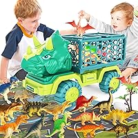 HONGID Dinosaur Truck Toys for Kids 3-5, Triceratops Car Toy with 15 Dino Figures,Large Activity Play Mat, Dinosaur Eggs, Dinosaur Play Set for Boys and Girls,Christmas Xmax,Stocking Stuffers