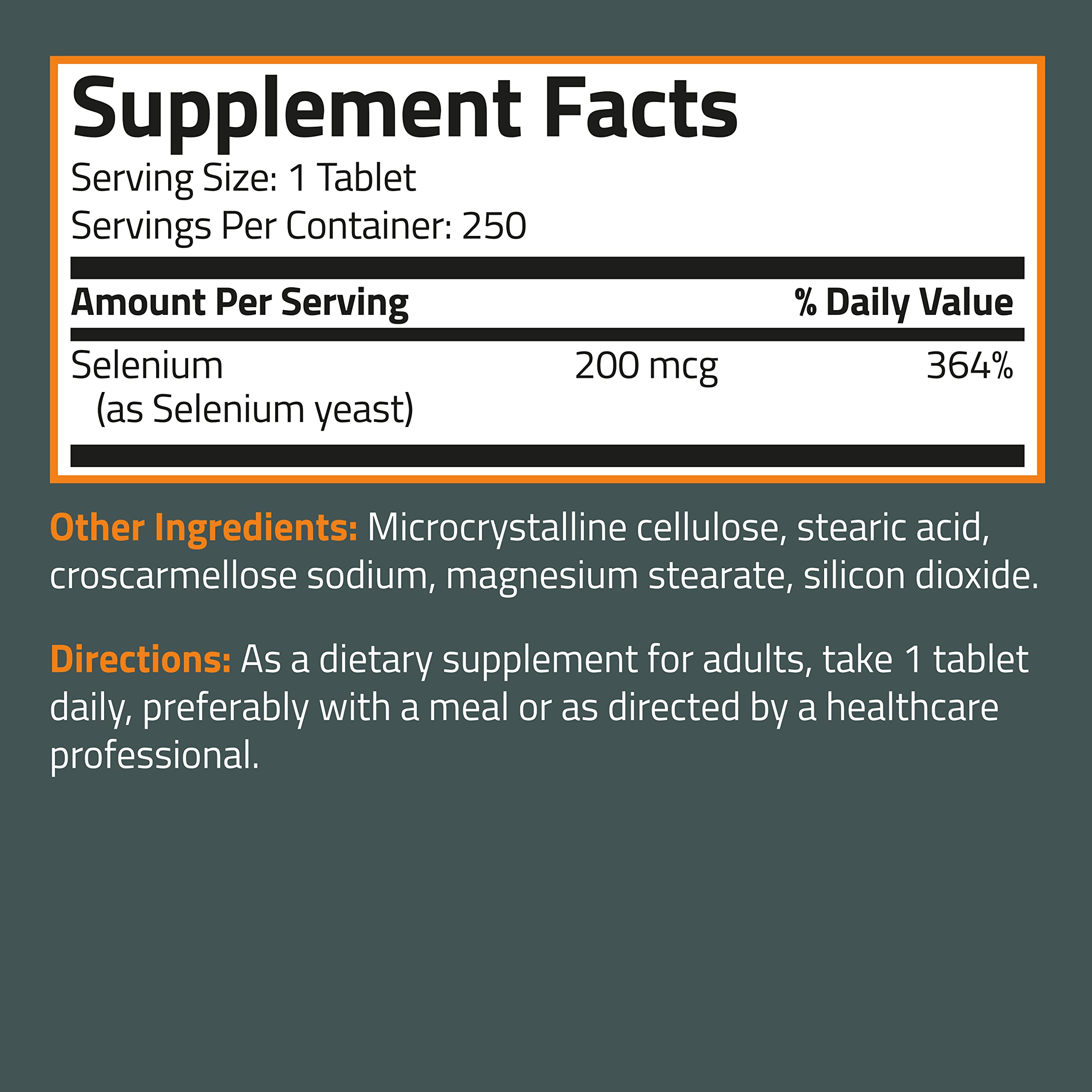 Bronson Selenium 200 mcg Immune & Antioxidant Support Essential Mineral, 250 Vegetarian Tablets
