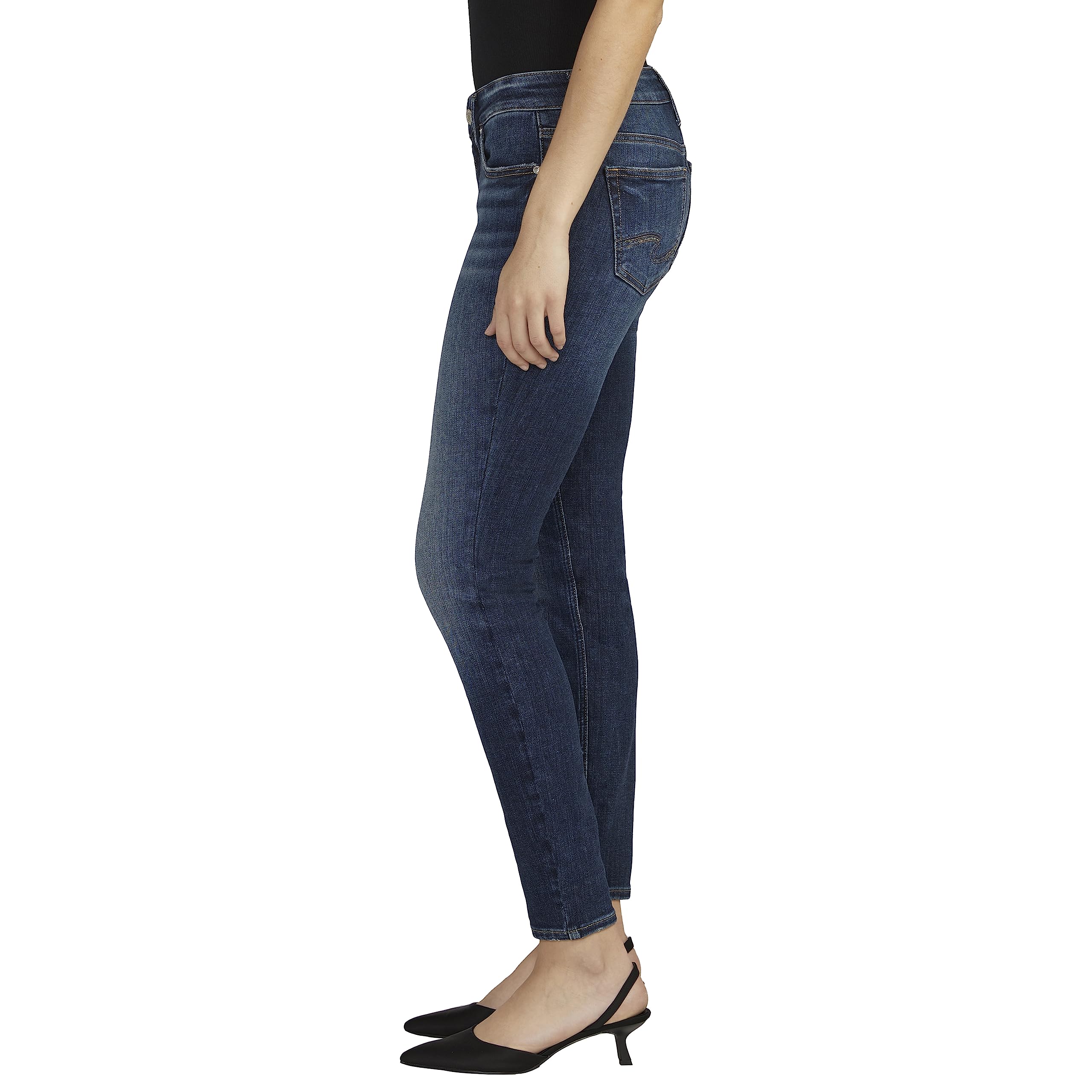 Silver Jeans Co. Women's Elyse Mid Rise Comfort Fit Skinny Jeans