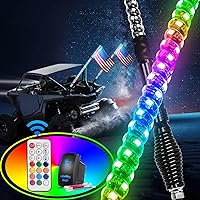 Nilight - TL-27 2PCS 4FT Spiral RGB Led Whip Light with Spring Base Chasing Light RF Remote Control Lighted Antenna Whips for Can am ATV UTV RZR Polaris Dune Buggy Offroad Truck