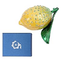 Finger Ring Storage Case Hinged Jewelry Box Decorative Enamel Rhinestone Lemon Jewelry Trinket Gift Box for Lemon Party Decor DIY Trinket Box