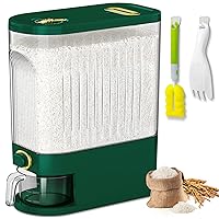 22 Lbs Rice Dispenser, Large Dry Food Storage Container with with Measuring Cup & Time Scale, Food Dispenser Kitchen Organization and Pantry Store for Cereal Dry Food (Green)