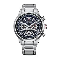 Citizen Men's Sport Casual Avion Eco-Drive Chronograph Watch, Dual Time Zones, 12/24 Hour Time, Spherical Mineral Crystal, Field Watch