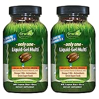 Only One Liquid-Gel Multi with Iron - 60 Liquid Soft-Gels, Pack of 2 - Omega-3 Oils, Antioxidants & Green Super Foods - 120 Total Servings