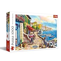 TREFL 1000 Piece Jigsaw Puzzle, Sunny Embankment, Coastal City, Ocean, Adult Puzzles, Trefl 10527