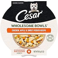 CESAR WHOLESOME BOWLS Adult Soft Wet Dog Food Chicken, Apple & Sweet Potato Recipe, (10) 3 oz. Bowls