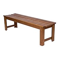 Shine Company 5 Ft. Outdoor Backless Wood Bench – Oak Finish