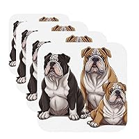Coaster for Drink Leather Coaster Set of 6 English Bulldogs Drink Coasters Heat Resistant Coffee Cup mat Tabletop Protection Cup Pad Decorate Cup Mat for Kitchen