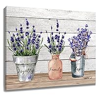 HVEST Purple Lavender Canvas Wall Art Inspirational Quote and Farmhouse Floral Wall Art for Living Room,Vintage Planks Print Wall Decor Painting Framed Ready to Hang for Bathroom Bedroom, 16X12 Inches