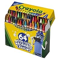 Crayola Ultra Clean Washable Crayons, Built in Sharpener, 64 Count, Kids at Home Activities
