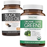 Black Seed Oil & Organic Super Greens (3-Month Supply) Seed & Sprout Bundle of Black Seed Oil (180 Capsules) Cold-Pressed Nigella Sativa & Organic Super Greens Powder (180 Tablets) Complete Superfood