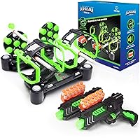 USA Toyz Astroshot Gyro Glow Rotating Shooting Games for Kids - Nerf Compatible Spinning Shooting Targets, Kids Shooting Game, 2 Toy Guns for Boys and Girls, 14 Targets, 24 Foam Darts, 2 Dart Holders