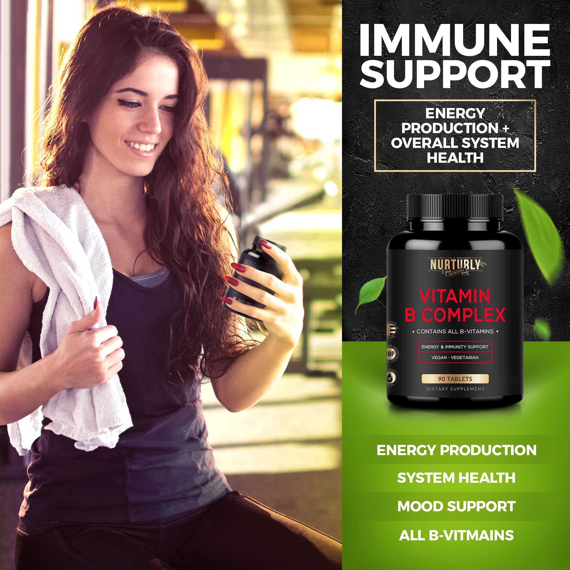 Buy NURTURLY Vitamin B Complex - Contains All Essential B Vitamins - B1 ...
