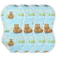 Cute Capybaras Animal Burp Cloths for Baby Boys Girls 4 Pack Burping Cloth, Burp Clothes, Newborn Towel, Milk Spit Up Rags,Burpy Cloth 202a7250