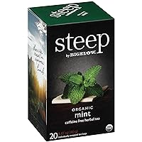 steep by Bigelow Organic Mint Herbal Tea, Caffeine Free, 20 Count (Pack of 6), 120 Total Tea Bags