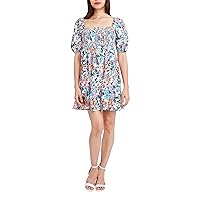 BCBGeneration Women's Fit and Flare Short Puff Sleeve Smocked Mini Dress