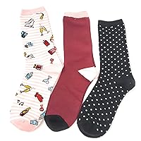 Kate Spade New York 3 Pack Holiday Stripe Crew Socks, Black/Pink