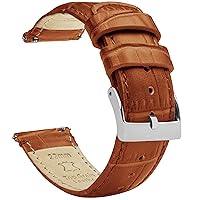 22mm Toffee Brown - Long - BARTON Alligator Grain - Quick Release Leather Watch Bands
