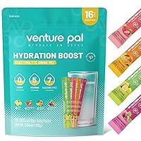 Venture Pal Hydration Boost Electrolyte Powder Packets - Drink Mix for Rapid Hydration & Party Recovery | 0 Sugar, 5 Vitamins, 7 Electrolytes| Keto Friendly | Non-GMO | Certified Vegan | 16 Sticks