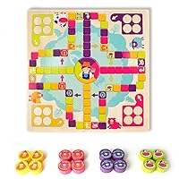 Flying Chess for Happy Farm, Wooden Board Game for Kids Toddlers and Family Age 3 and up for 2-4 Players, Boys and Girls Gifts